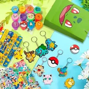 Pokemon Birthday Party Favors for Kids,110pcs Pokemon Party Supplies-Pikachu Goodie Bag Badges Sticker etc Pokemon Party Favors