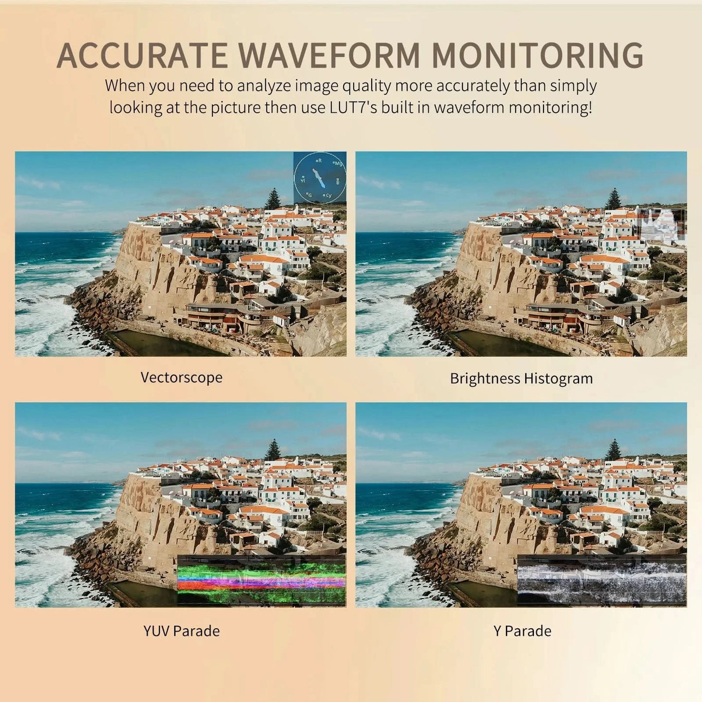 FEELWORLD LUT7 7 Inch 2200nits Touchscreen Camera Field Monitor with 3D LUT HDMI Input Output Waveform VectorScope Histogram