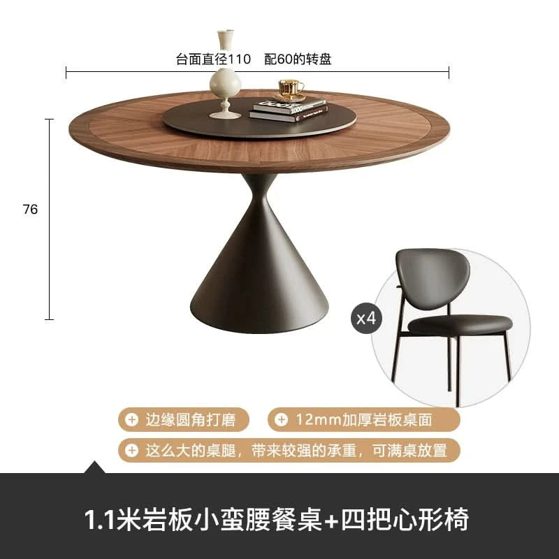 6 People Turntable Dining Table Vintage Legs Metal Design Round Coffee Table House Breakfast Juegos De Comedor Furnitures
