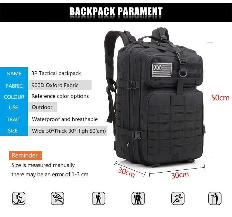 45L Man Hunting Tactical Backpacks Outdoor Traveling Trekking  Bags Outdoor 3P School Pack EDC Molle Pack for Hiking Bag