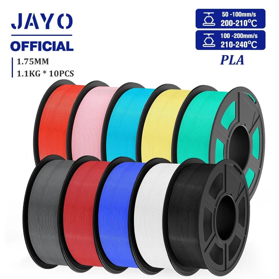 JAYO PLA Filament 1.75MM 10Rolls/set PLA 3D Printer Filament Multicolor For FDM 3D Printers Neatly Wound 3D Printing Materials