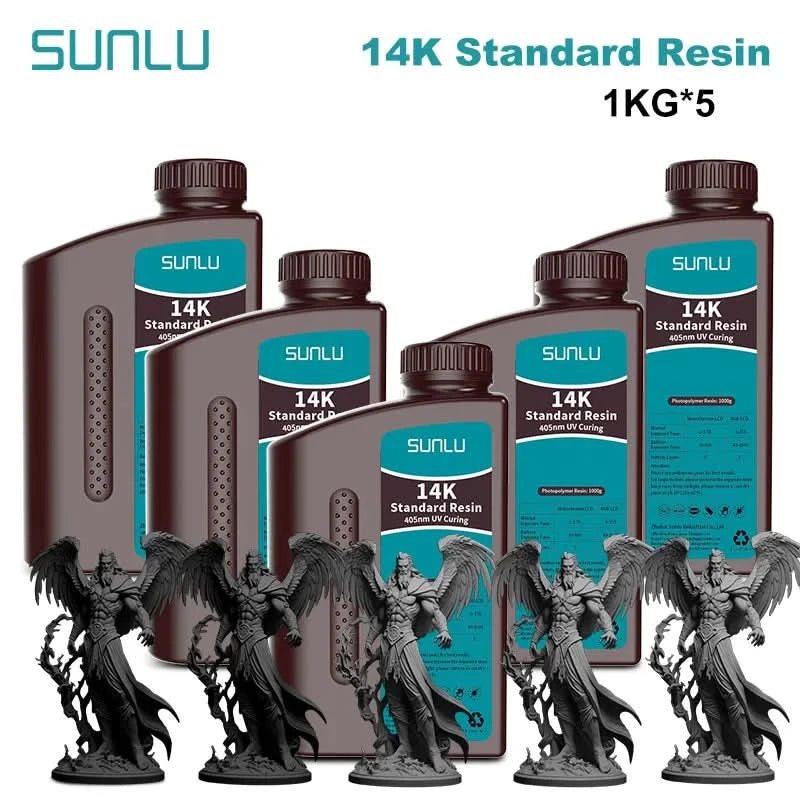 SUNLU 5KG Standard Plus/14K Standard Resin 1KG/Bottle 405nm Rapid UV-Curing Photopolymer Resin For LCD 3D Printer Material