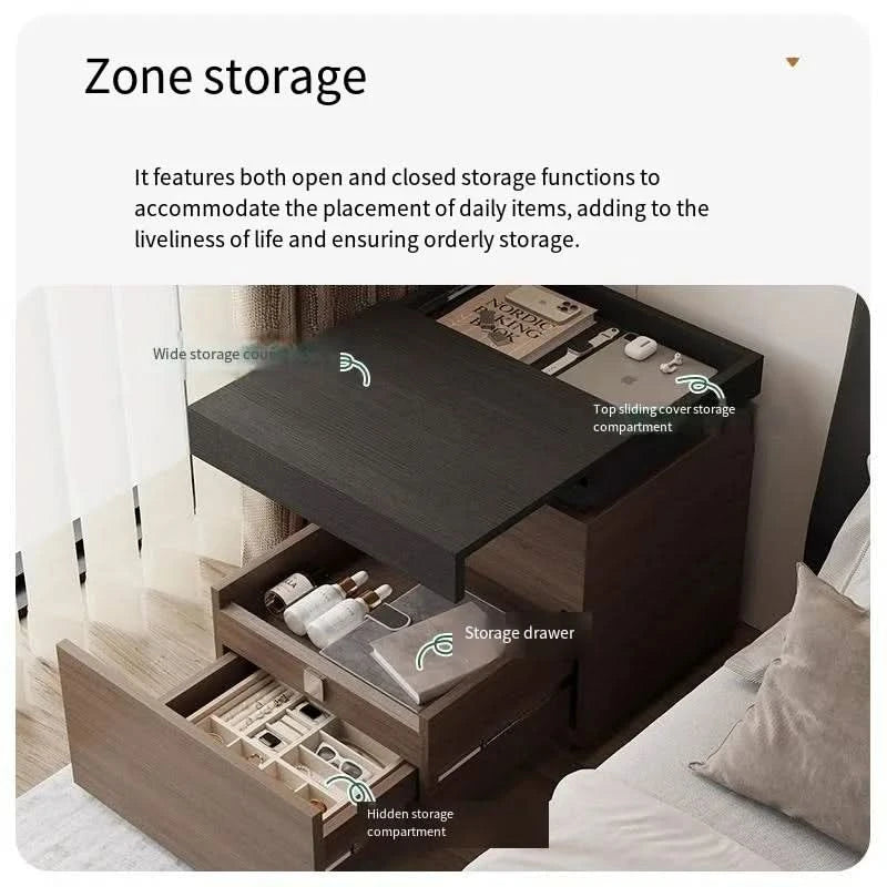 solid wood bedside cabinet multi-functional hidden compartment bedside hidden storage cabinet bedroom locker