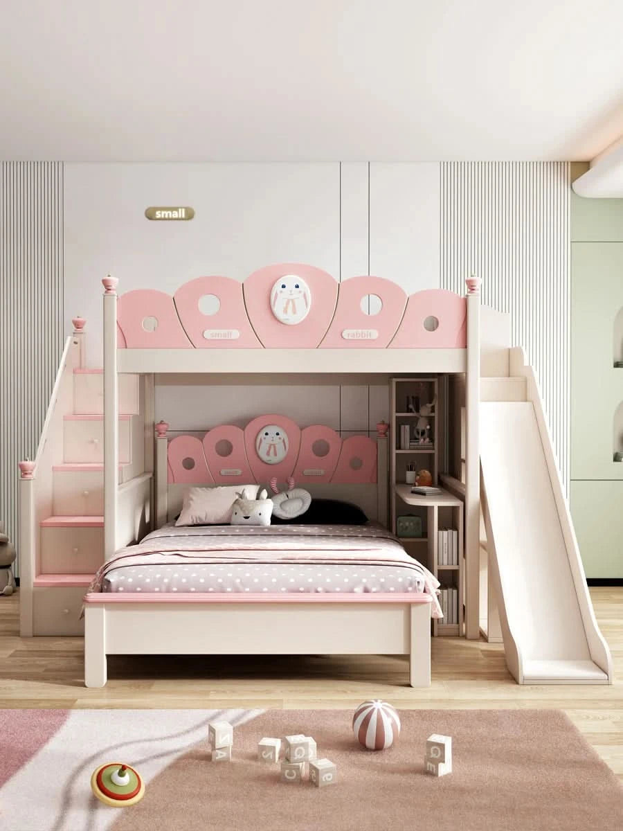 Bed with Wardrobe, Bunk Beds with Slide and Steps,children Bedrooms High Bed, Mebles Enfan, Kids Room Furniture