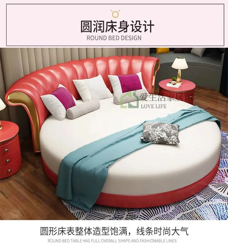 Bedroom Unique Beds Storage Cabinets Nordic Full Size Round Bed Frame Headboard Upholstery Muebles Para El Hogar Furnitures