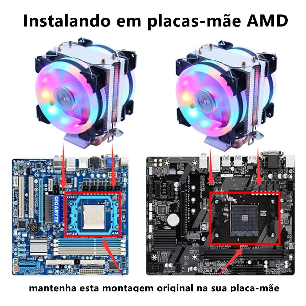 Wovibo Ventilador de Refrigeração da CPU, para Intel 775, 1150, 1151, 1155, 1200,1700, 2011, X79, X99, AM4, AM5 Radiador
