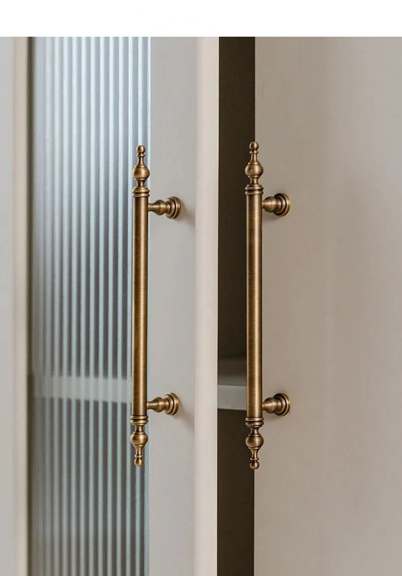 Tinyhob Massiver antiker Bronzezug Messing Schrankknöpfe T-Stange Möbel Kleiderschrank Geräte Griff Langer Zug Schubladengriff