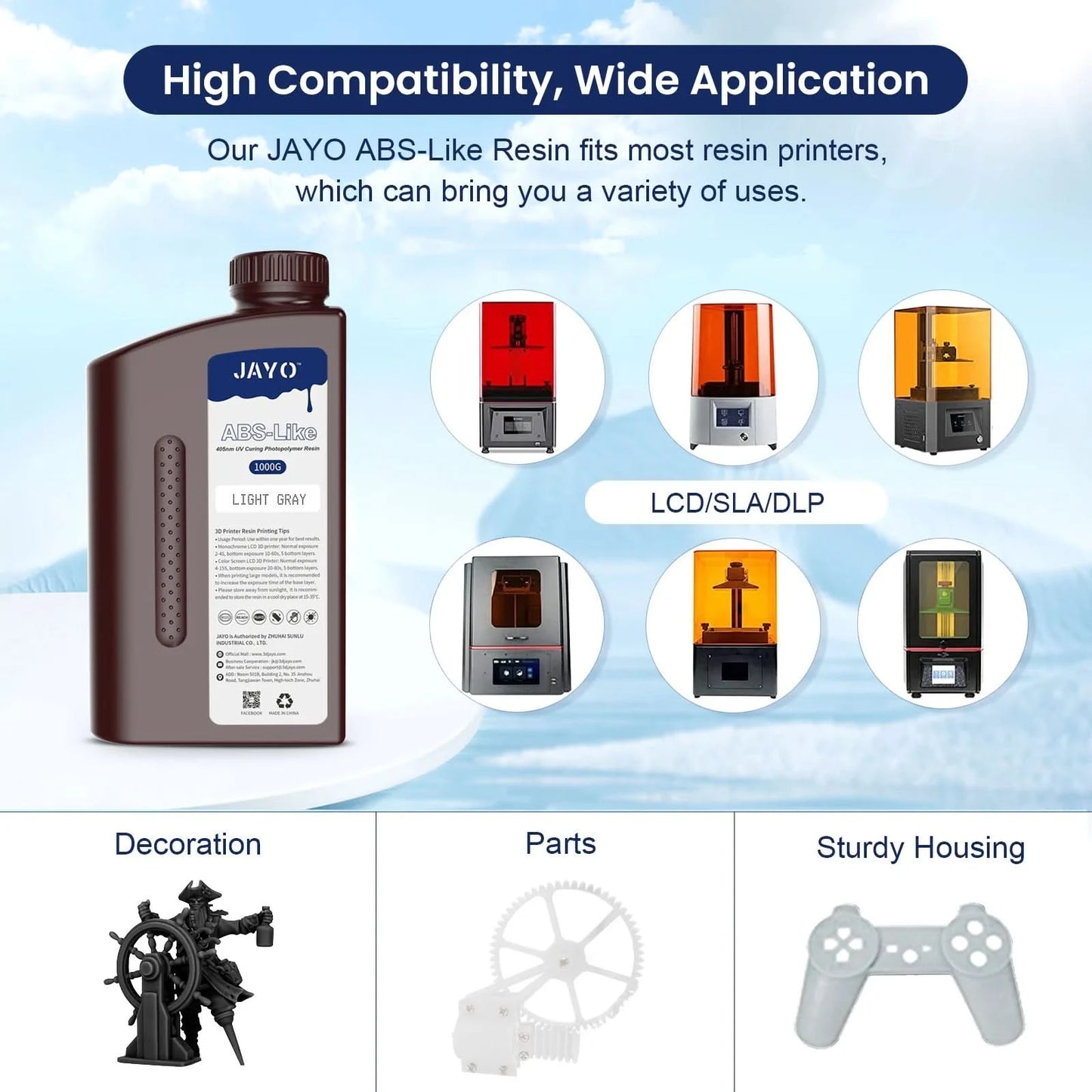 JAYO UV Resin ABS Like/Standard/Plant based/Nylon Like/Water-Wash 1KG 405nm Liquid Rapid UV Curing For LCD 3D Printing Material