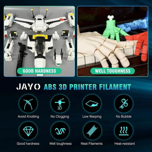 JAYO ABS Filament 1,75 mm 3D-Drucker-Filament 10 Rollen für FDM-3D-Drucker 3D-Stift-Filament-Nachfüllungen 1 kg/Rolle 3D-Druckmaterialien