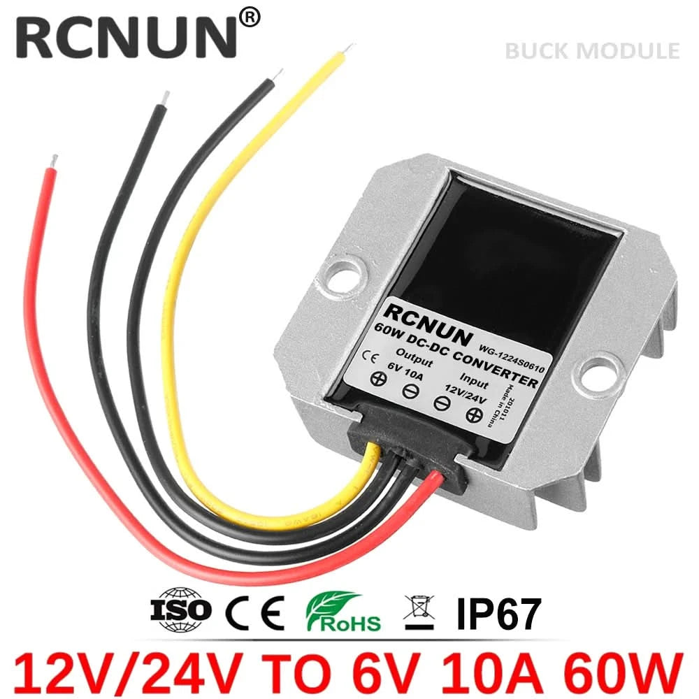 RCNUN 12V 24V to 5V 6V 10A Step Down DC DC Converter Regulator 12 Volt to 5 Volt 50W Buck Power Supply for Cars Toys