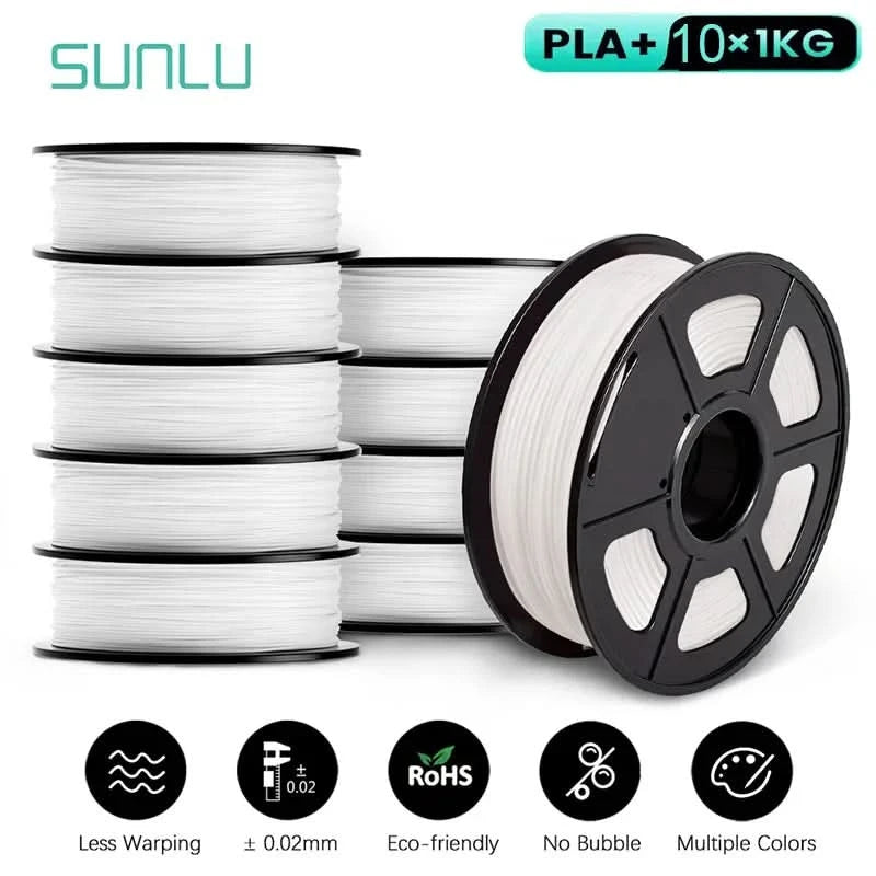 SUNLU 10KG 3D Filament PLA/PLA PLUS/PETG/Easy ABS Filamnet 1.75mm 10Roll 1KG Neatly Wound 3D Printer Filament for 3D Printer