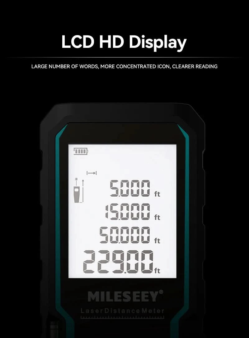 Mileseey S6 Laser Distance Meter 40m/120m, Rangefinder with Level Bubble , LCD Display with Backlit, Measure Tools for Home
