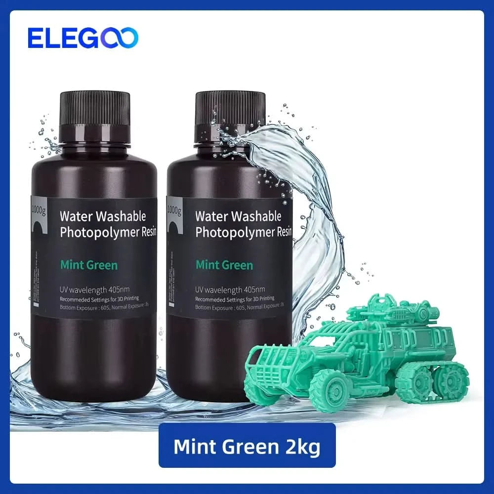 ELEGOO Water Washable 3D Printer Resin LCD UV-Curing Resin 405nm Standard Photopolymer Resin for LCD 3D Printing 1000g 8 Colors