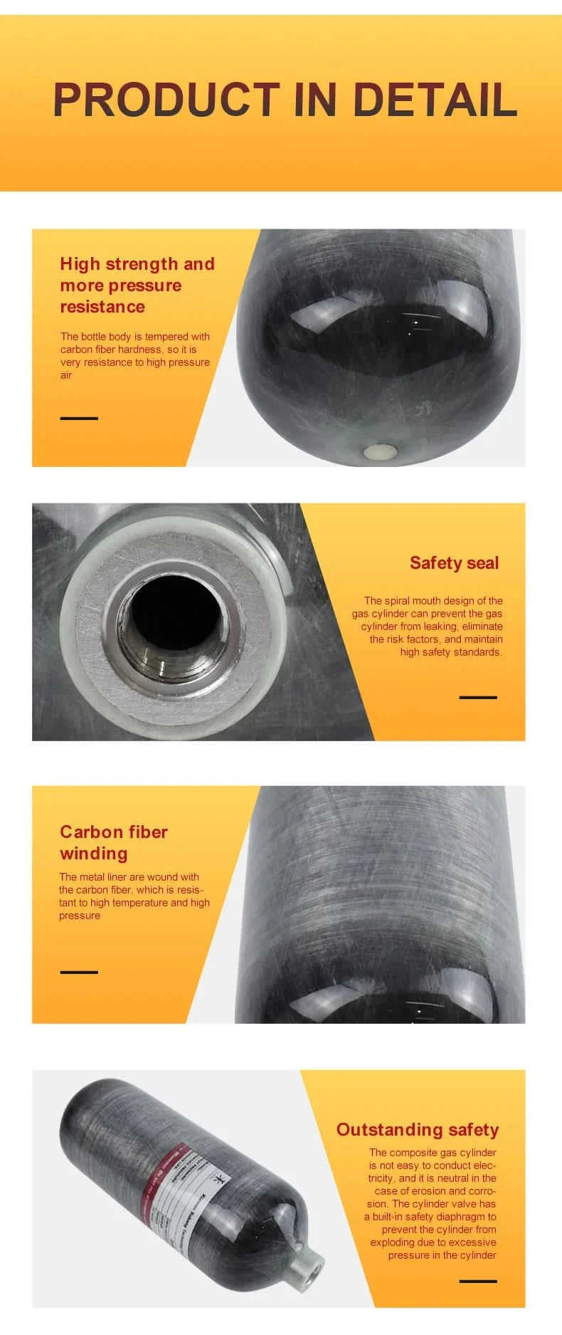 TUXING 300Bar 4500psi 2L Carbon Fiber Cylinder with 6000PSI Regulating Valve High Pressure Cylinder for Scuba Diving M18*1.5