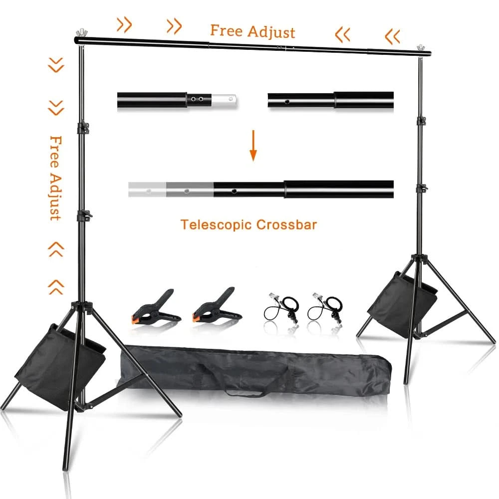 SH Photography Background Backdrop Stand Support Picture Canvas Frame System Kit With Carry Case For Muslin Photo Video Studio