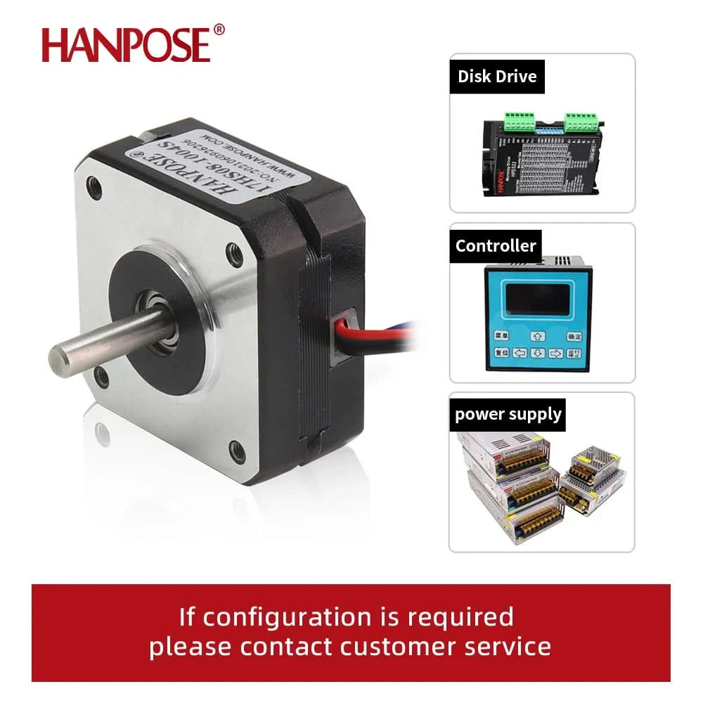HANPOSE Nema17 stepper motor, torque 78 oz-in (52 N-cm), current 1.8 A. Models 17HS8401 17HS 2408 17HS3401S 17HS4401S 17HS6401S