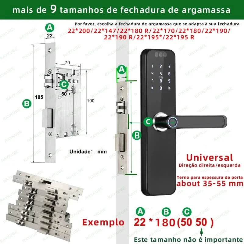 Do Brasil RAYKUBE K12 With lithium Rechargeable Batteries Tuya WiFi Camera Electronic Lock 3D Face Fingerprint Smart Door Lock