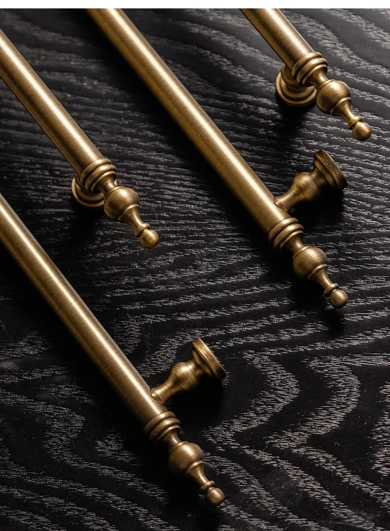 Tinyhob Massiver antiker Bronzezug Messing Schrankknöpfe T-Stange Möbel Kleiderschrank Geräte Griff Langer Zug Schubladengriff