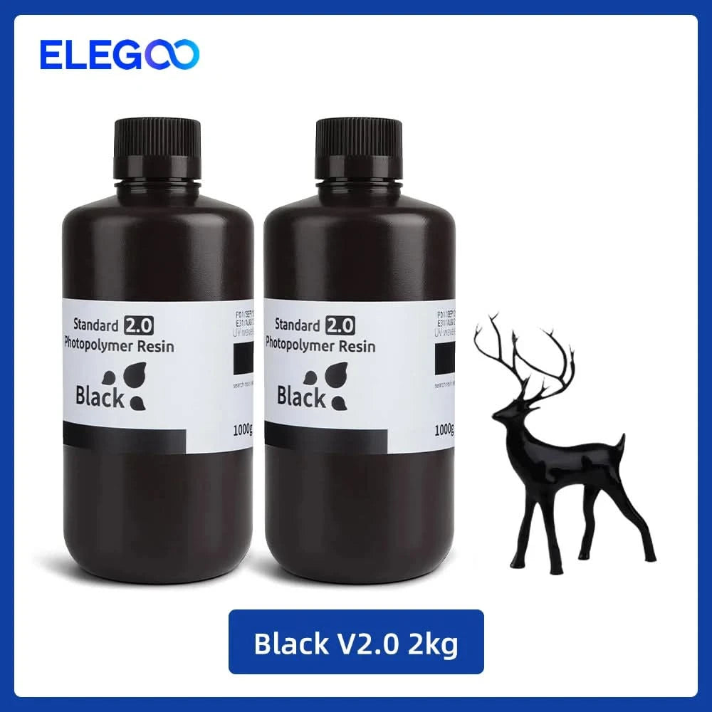 ELEGOO 3D Printer Resin LCD UV-Curing Resin 405nm Standard Photopolymer Resin for LCD 3D Printing 1000g Black Grey White Skin
