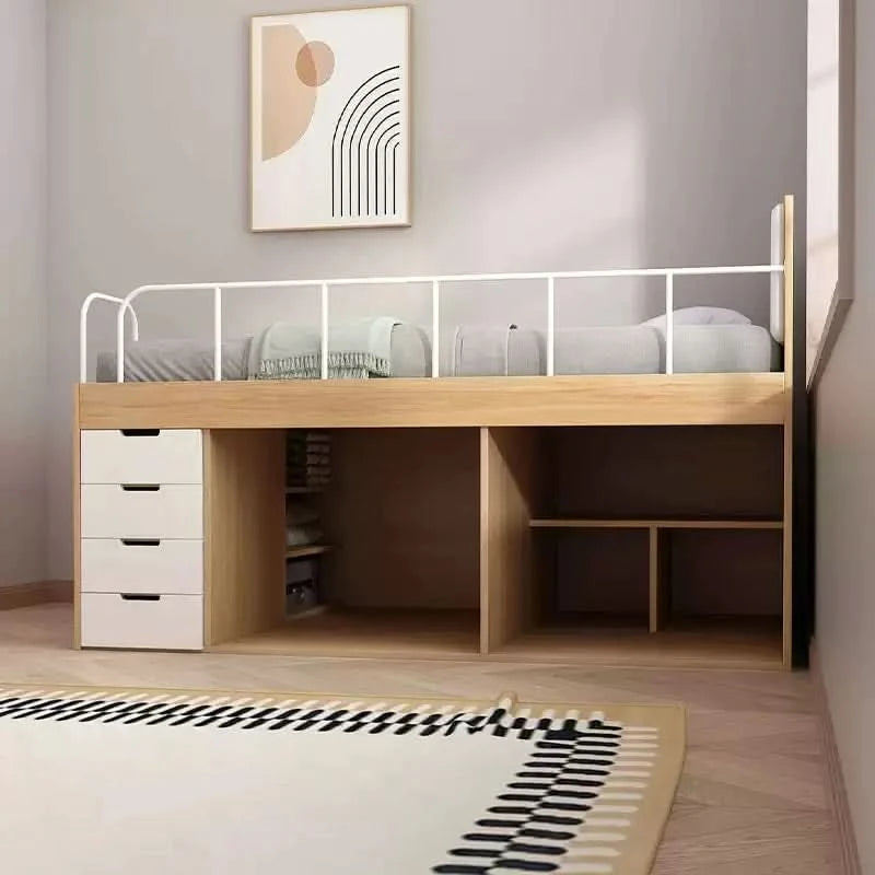 Customizable small apartment children's half-height bed bedroom storage tatami bed