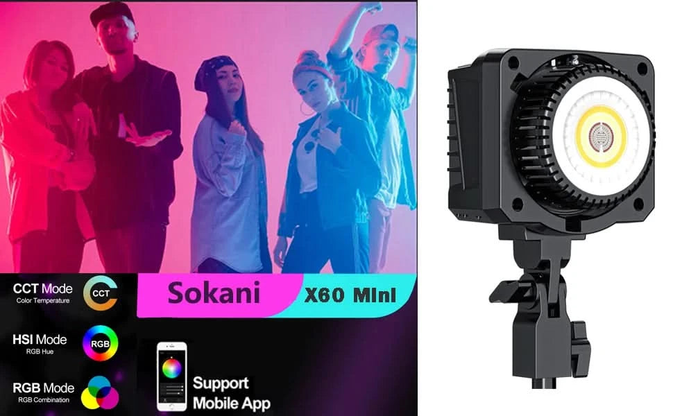 【DO BRASIL】Sokani X60 Mini 60W RGB Bi-Color LED Video Light Wireless Bowens Mount for Youtube TikTok Photography Shooting