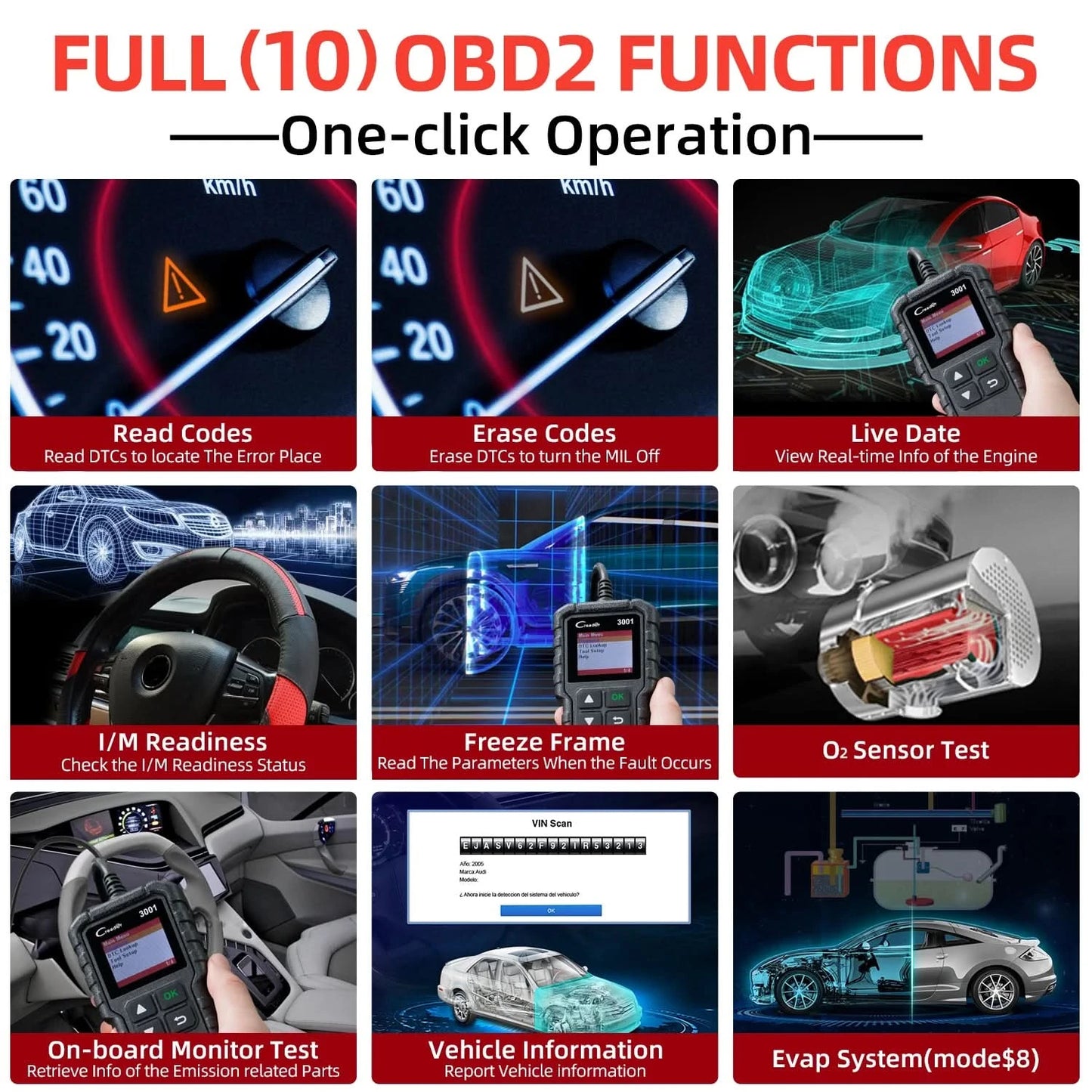 LAUNCH X431 CR3001 OBD2 Scanner Automotive Car Full OBD2 Diagnostic Tool Code Reader Scanner Free Update PK ELM 327