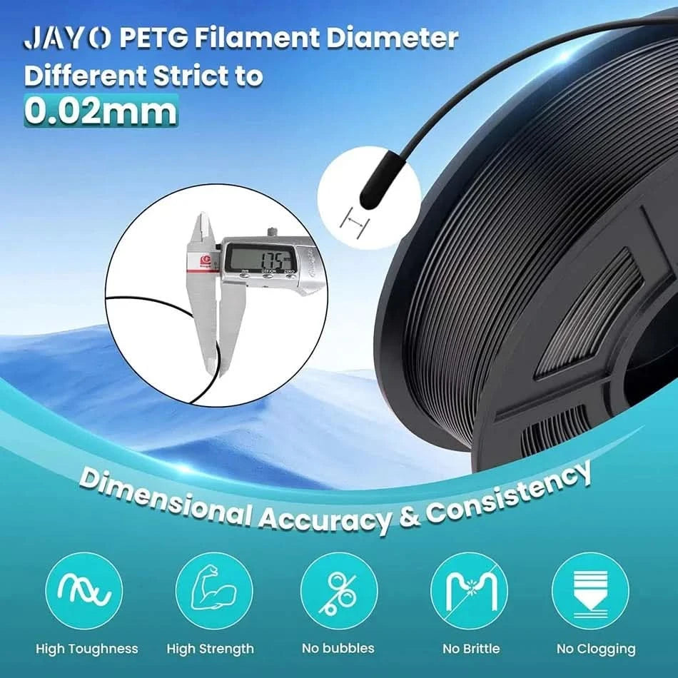 JAYO High Speed Matte PETG Multiple Colors Mixed 10 Rolls Filament 175mm Non-toxic Bubble Free Smooth Suitable for 3D Printi
