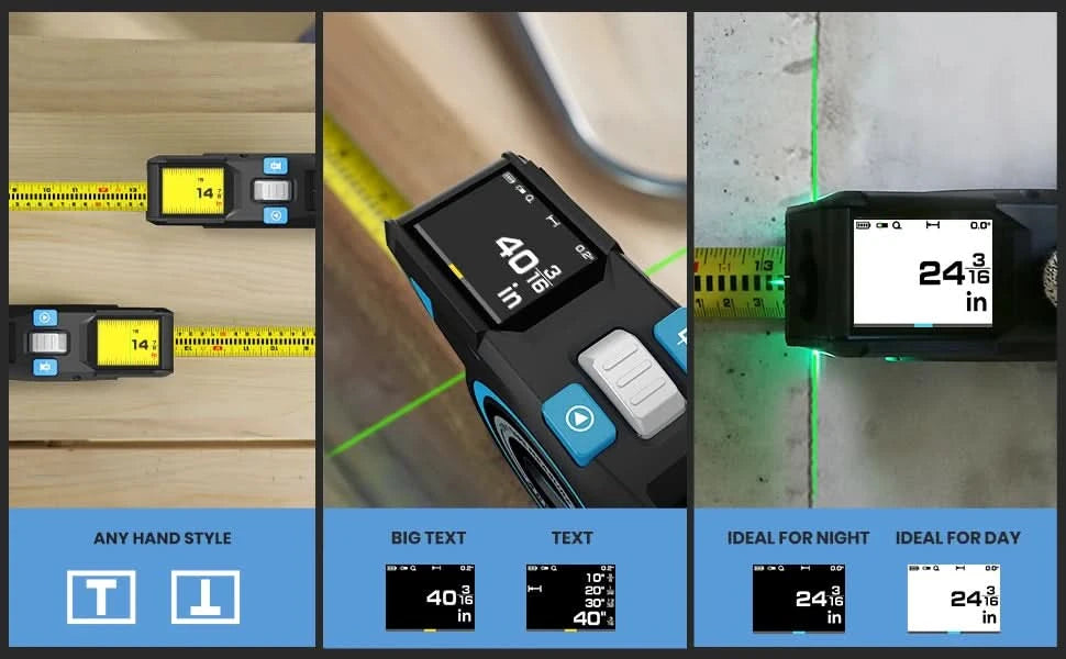 Laser Tape Measure 100M Professional Laser Distance Meter with Instant Digital Readout, Green Laser Line Marking