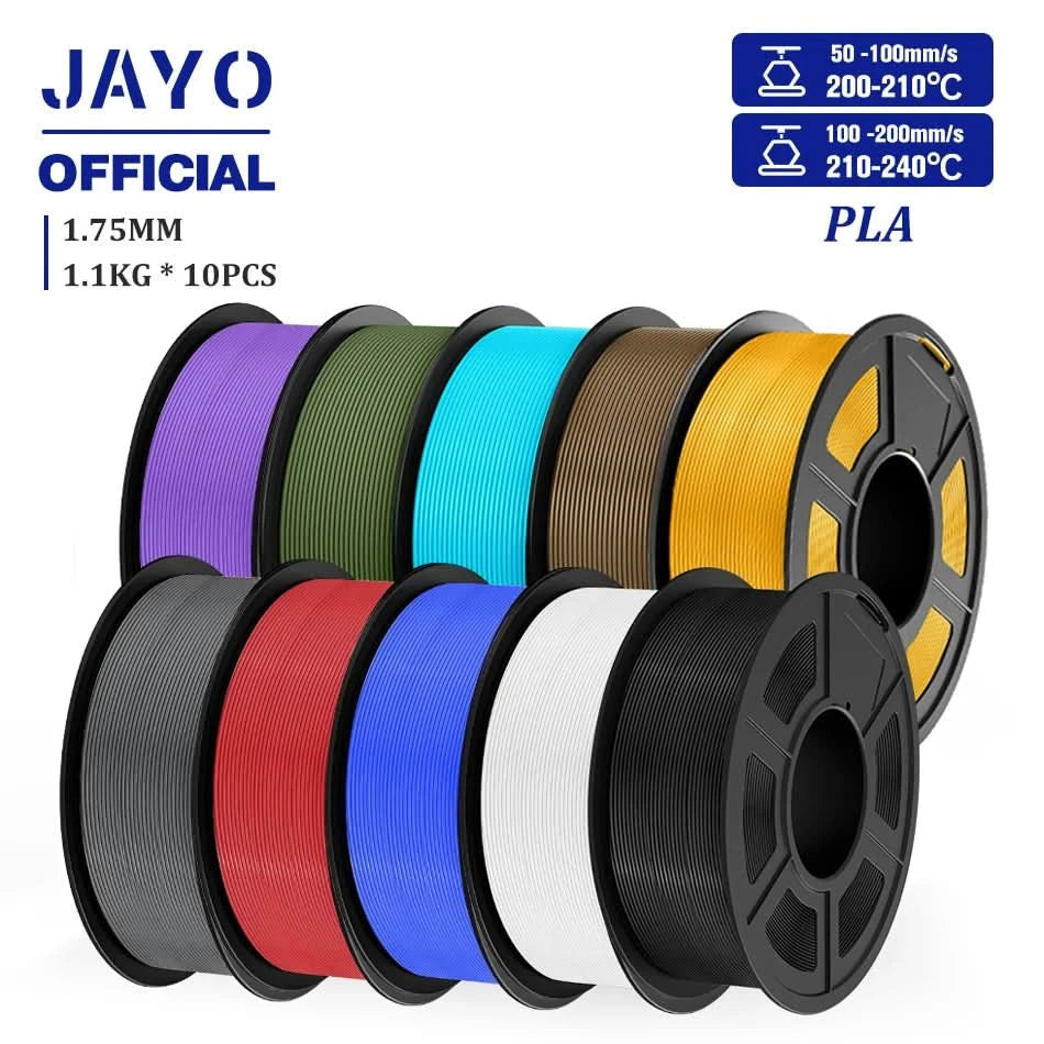 JAYO PLA Filament 1.75MM 10Rolls/set PLA 3D Printer Filament Multicolor For FDM 3D Printers Neatly Wound 3D Printing Materials