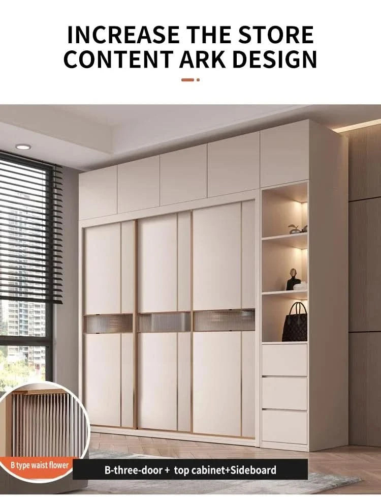 Sliding Door WardrobeNordic Modern Home Furniture Bedroom Desk Dresser In One Combination Light Luxury Corner Wardrobe furniture