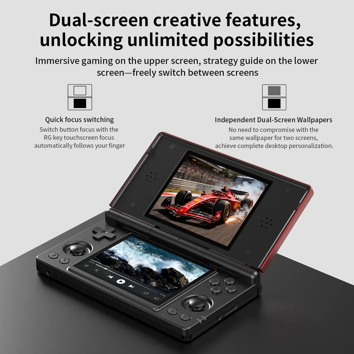 ANBERNIC RG DS Handheld Game Console 4" IPS Multi-touch Screen Android RK3568 64-bit 4000mAh Dual-screen Flip Video Games Player