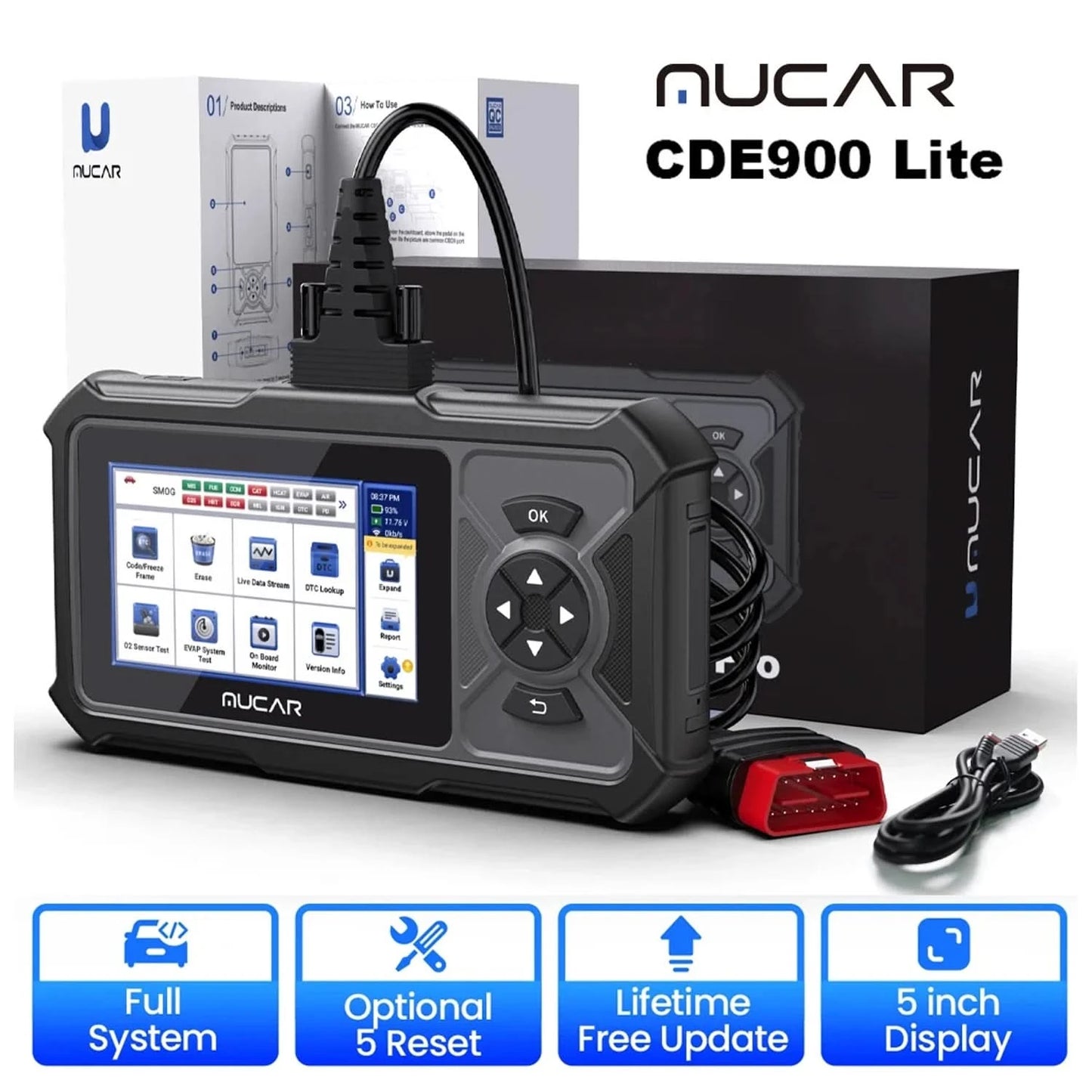 MUCAR CDE900/cde900 Pro OBD2 Diagnostic Tool 32GB Scanner Brake Airbag Transmission Engine Diagnosis Code Reader