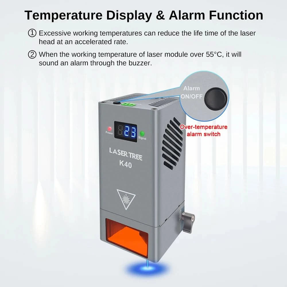 LASER TREE Laser Module 10W/20W/30W/40W Optical Power with Air Assist Laser Head TTL Blue Light for Engraver Cutting Wood Tools