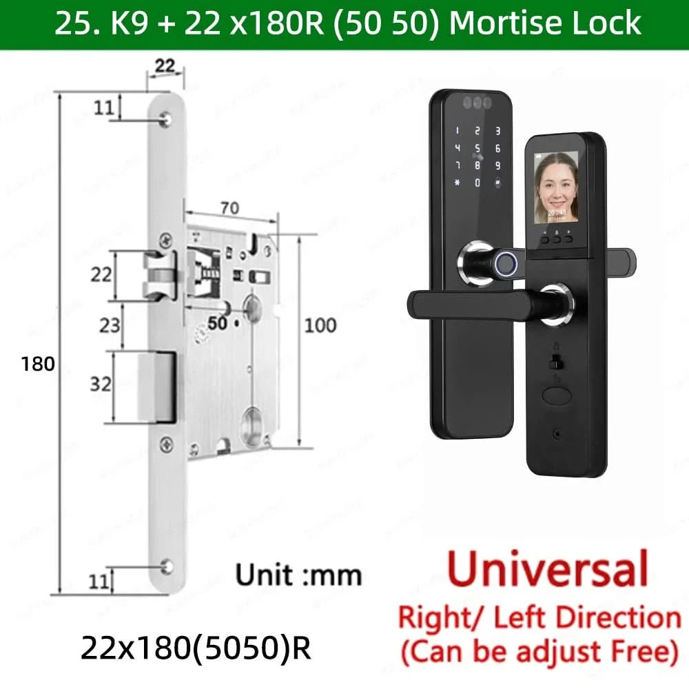Do Brasil RAYKUBE K12 With lithium Rechargeable Batteries Tuya WiFi Camera Electronic Lock 3D Face Fingerprint Smart Door Lock