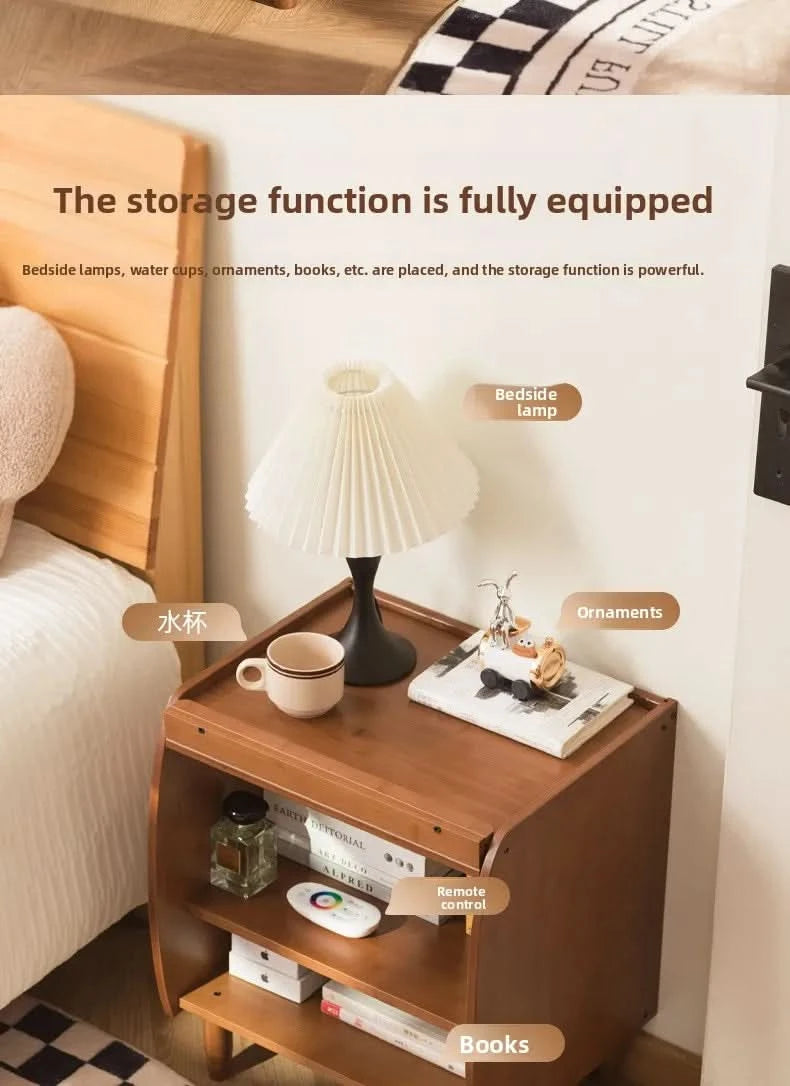 Minimally modern bamboo bedroom bedside table, living room small cabinet, small storage cabinet, household storage cabinet