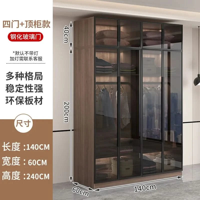 Glass light luxury corner cloakroom wardrobe Double clothes closet cabinets and wardrobes Cabinet dressing clothe home furniture