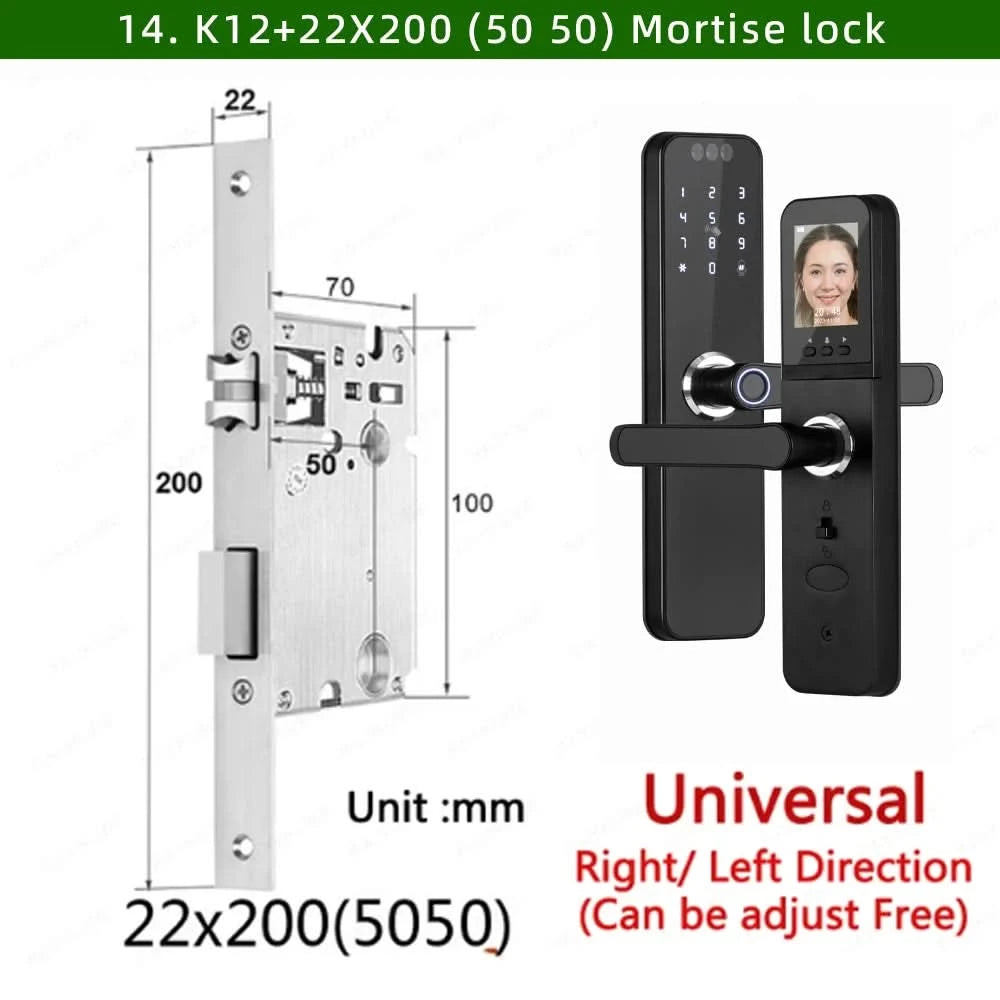 Do Brasil RAYKUBE K12 With lithium Rechargeable Batteries Tuya WiFi Camera Electronic Lock 3D Face Fingerprint Smart Door Lock
