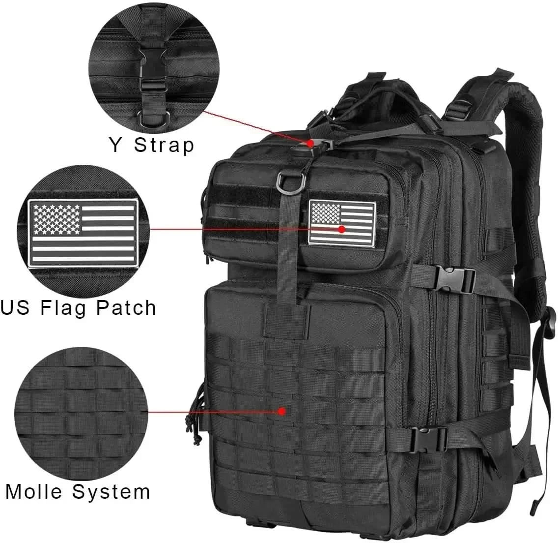 45L Man Hunting Tactical Backpacks Outdoor Traveling Trekking  Bags Outdoor 3P School Pack EDC Molle Pack for Hiking Bag