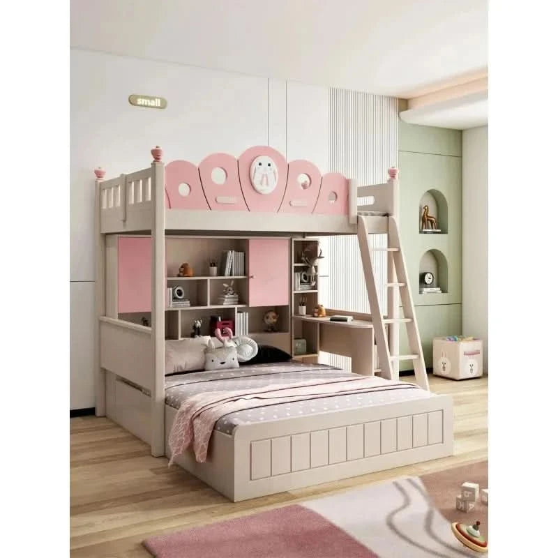 Bed with Wardrobe, Bunk Beds with Slide and Steps,children Bedrooms High Bed, Mebles Enfan, Kids Room Furniture