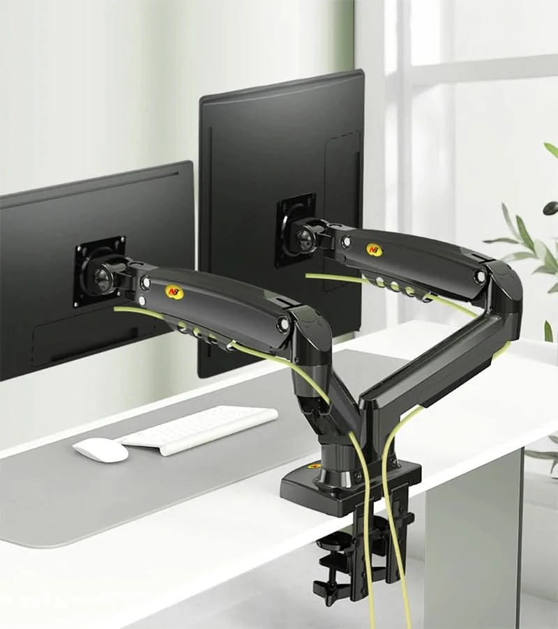 White Color Dual Arm Monitor Support 17-30 Inch  Mount Bracket Holder Load 2-9 Kgs Each NB F160