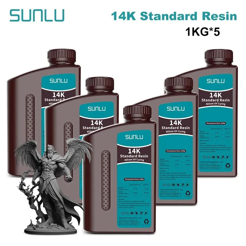 SUNLU 5KG Standard Plus/14K Standard Resin 1KG/Bottle 405nm Rapid UV-Curing Photopolymer Resin For LCD 3D Printer Material