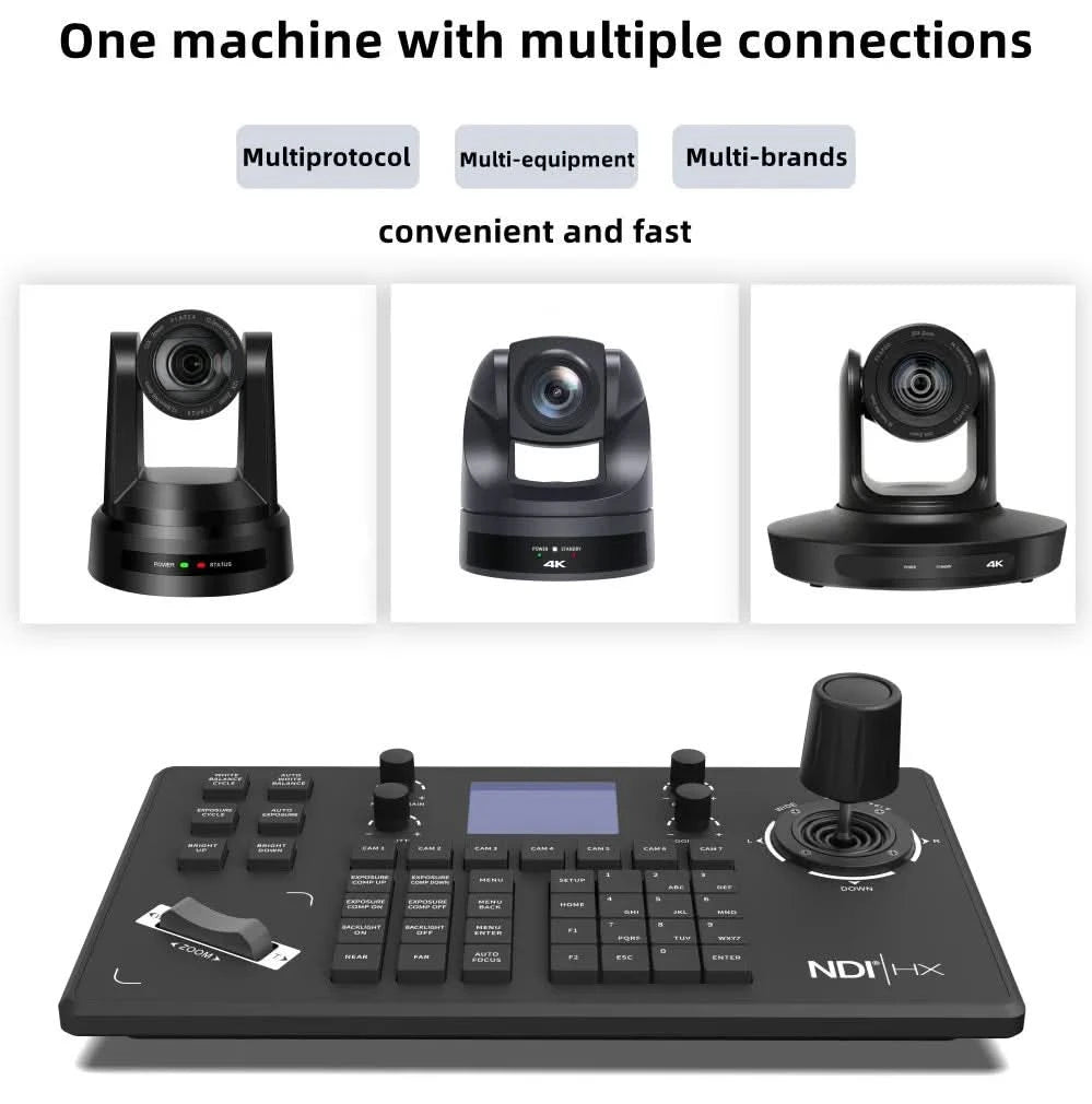 HCSTVCON NDI Joystick Controller Keyboard 3D Controller Video Conference Church Live Streaming PTZ Camera Control 255 Presets