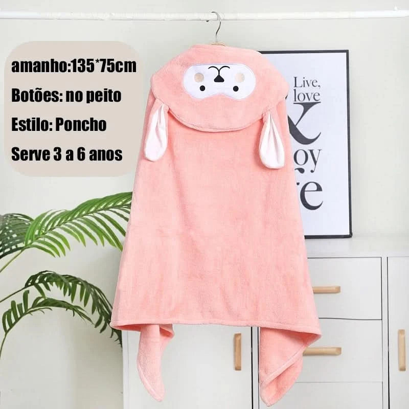 Toalha de Banho  Bebê Com Felpuda Capuz Infantil Recém Nascido com Orelhinha Menino e Menina 138*68cm --RISOVIT FTB0632