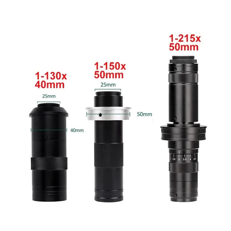13MP Video-Mikroskop HDMI VGA Industriemikroskop Kamera 1-130X/150X/215X C-Mount Objektiv für Lötreparatur Bildsammlung