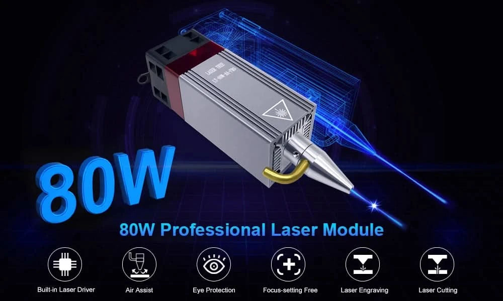LASER TREE 10W 20W 30W 40W Optical Power Laser Head with Air Assist 450nm Blue Light TTL Module for Laser Engraving Cutting Tool