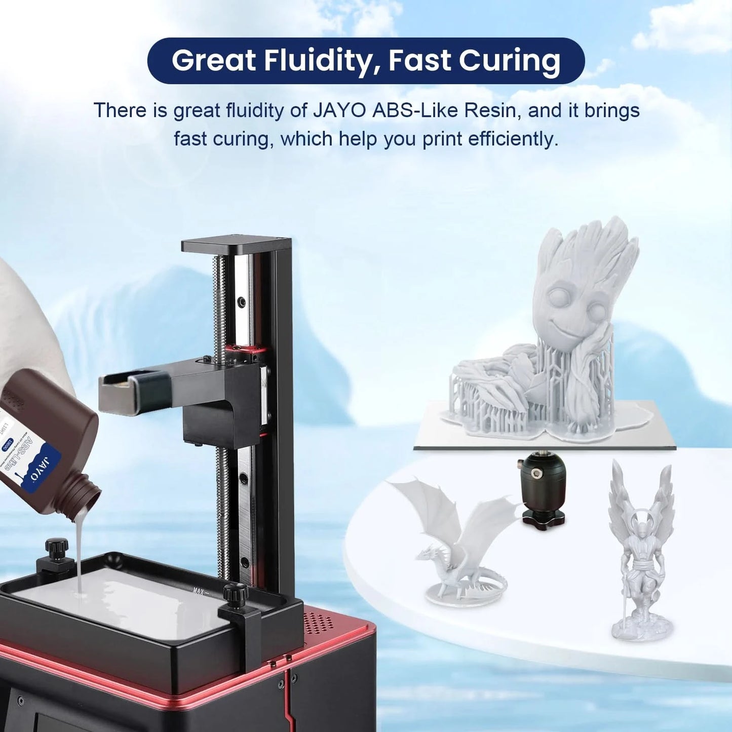 JAYO UV Resin ABS Like/Standard/Plant based/Nylon Like/Water-Wash 1KG 405nm Liquid Rapid UV Curing For LCD 3D Printing Material