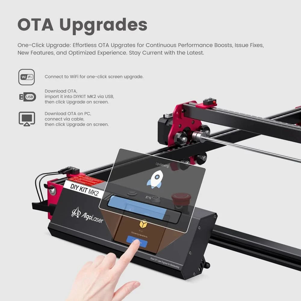 AlgoLaser DIY KIT MK2 10W for New Beginner Wood Engraving Mini Machine for DIY Crafting Glass Leather Engraving Area 400X435MM