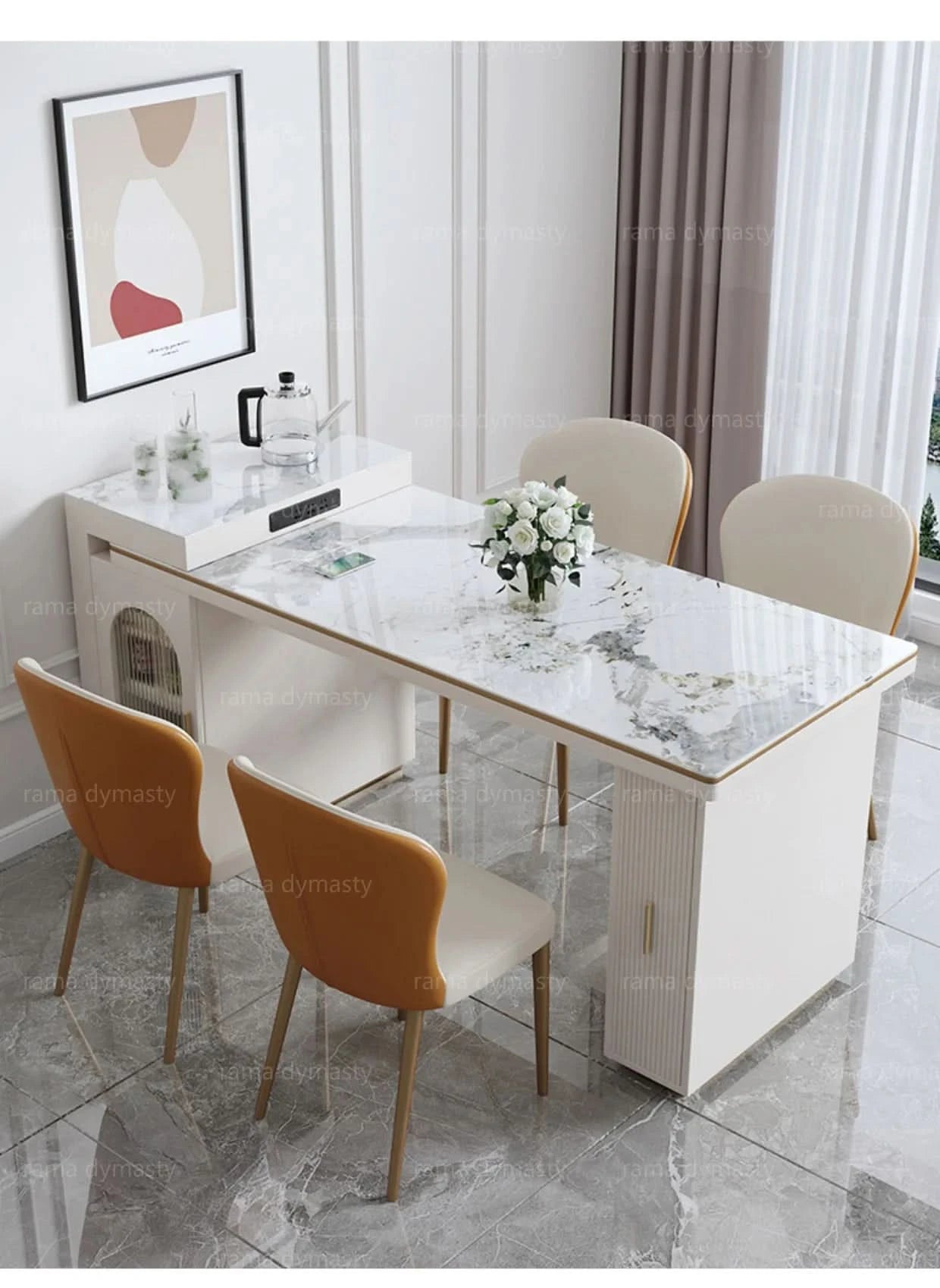 Rock Plate Dining Table Integrated Extendable Home Modern Light Luxury Dining Table With Storage Cabinet