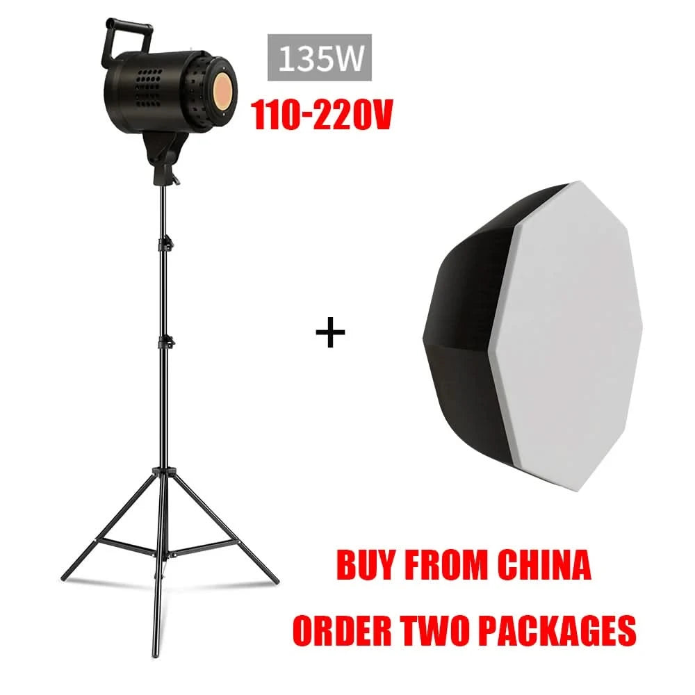 135W Fotografie-LED-COB-Videoleuchte, tageslichtbalancierte Sun Lamp für Porträt-, Blitz- und Studiozubehör, YouTube Live