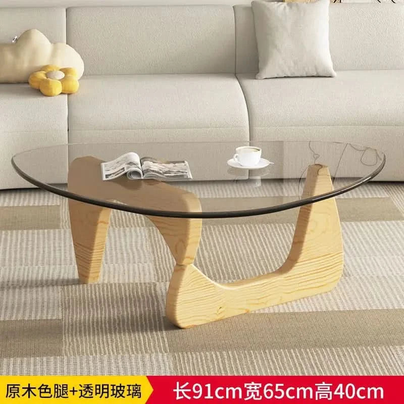 Modern simple creative round coffee table household small apartment living room tempered glass coffee table Internet celebrity